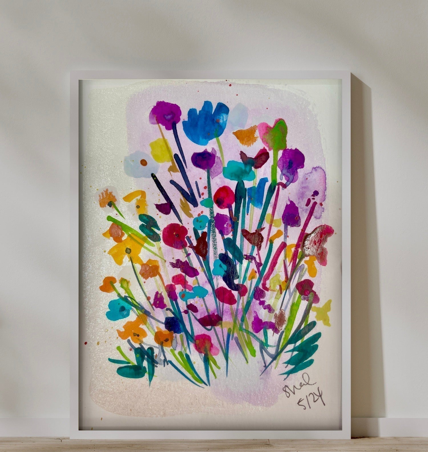 an example of a hand painted card in a frame - this is not the card you'll receive